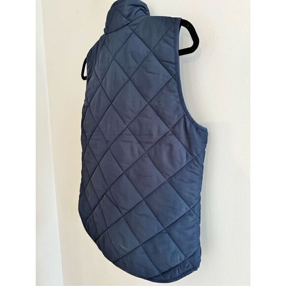 J. Crew Women’s Small Blue Quilted Fleece Lined Puffer Vest Jacket Pockets Zip - Picture 7 of 10